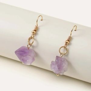 Raw Amethyst Drop Earrings